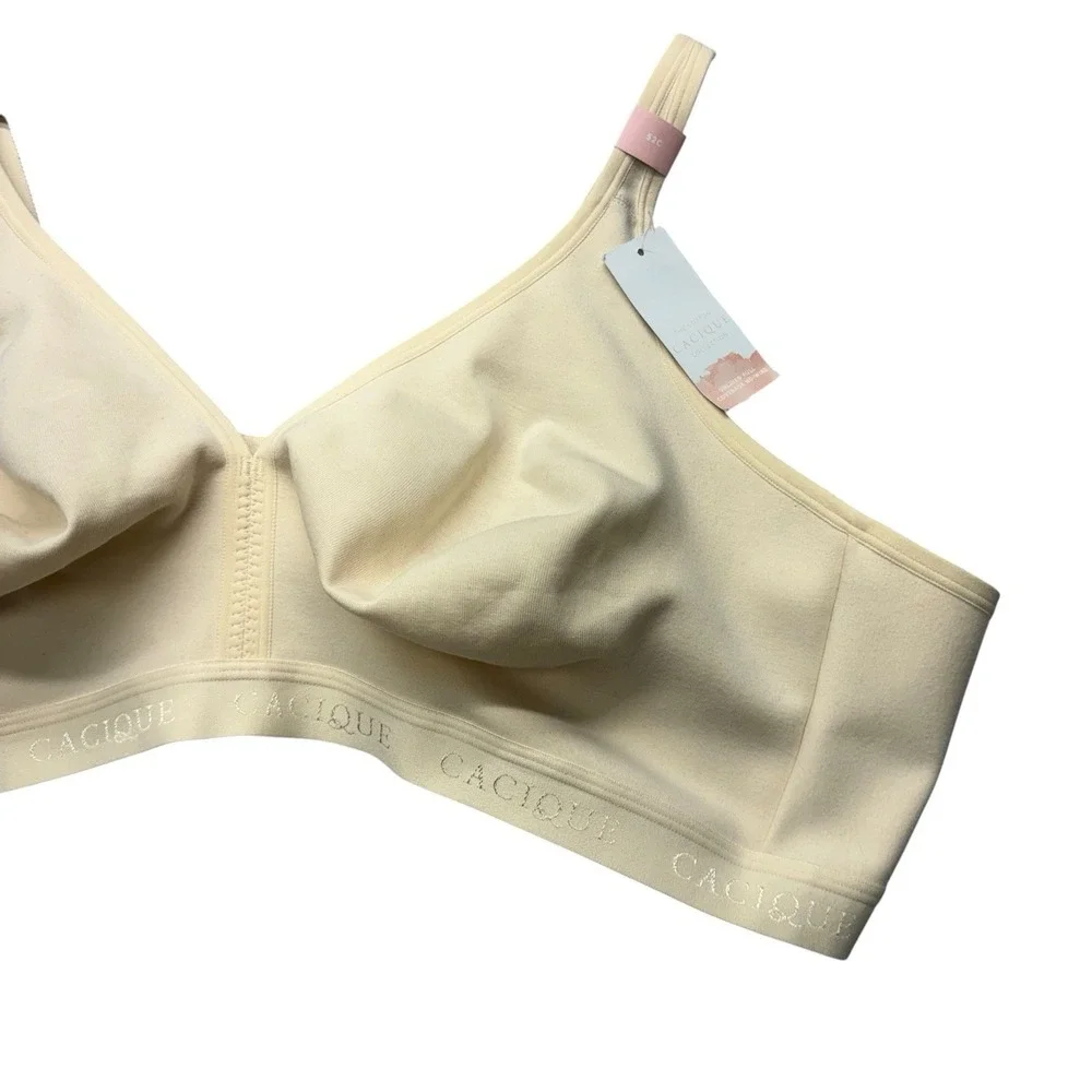 Cacique Womens Bra 52C Beige Unlined Full Coverage No Wire Wireless